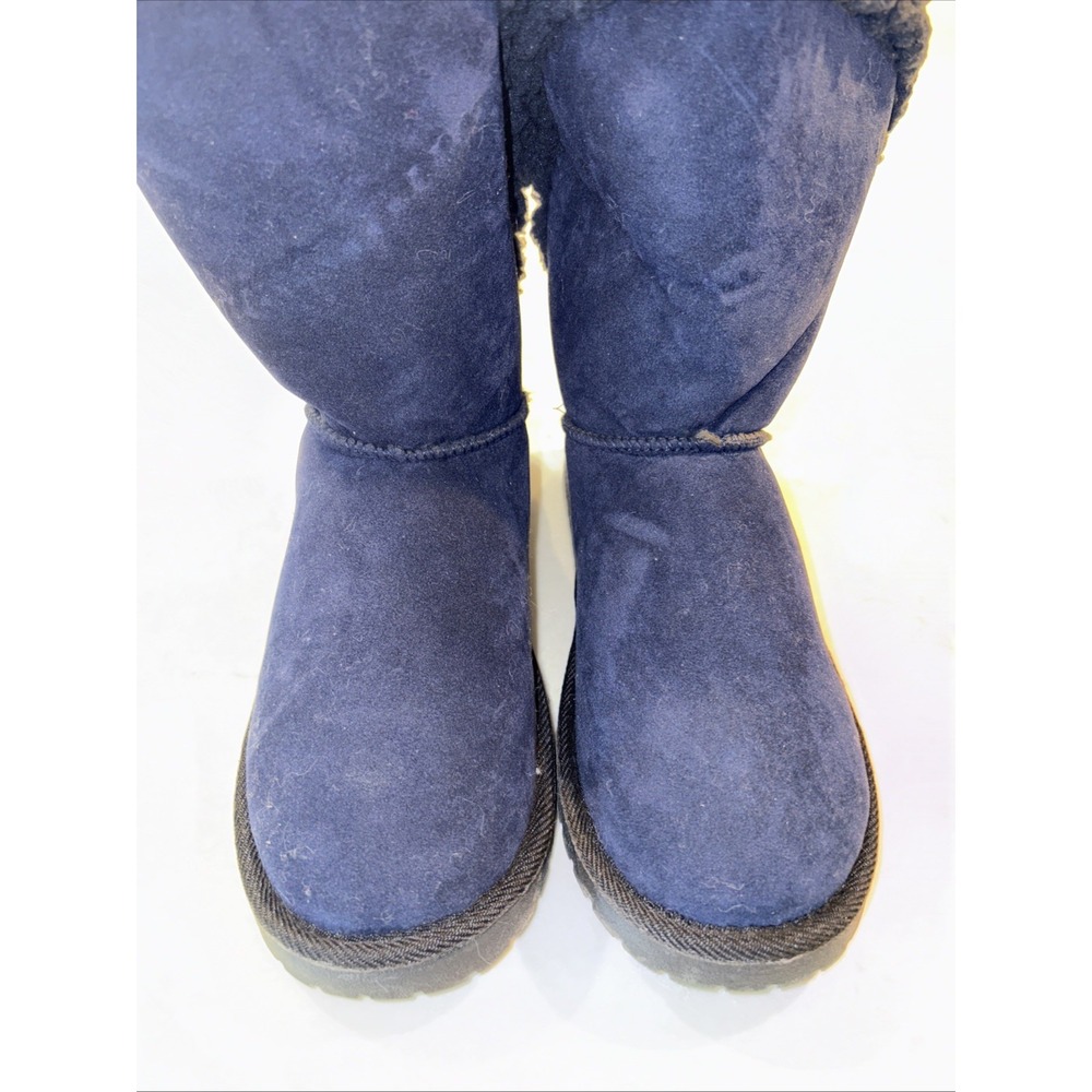 Essentials by Muk Luks Womens Carey Wrap Boots Navy Blue 7 M US Winter Faux Fur - Picture 2 of 5